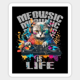 Meowsic Is Life :: Cat and Music Lover Sticker